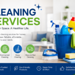 Cleaning company selection infographic featuring Dubai Marina skyline and professional cleaning tools."
